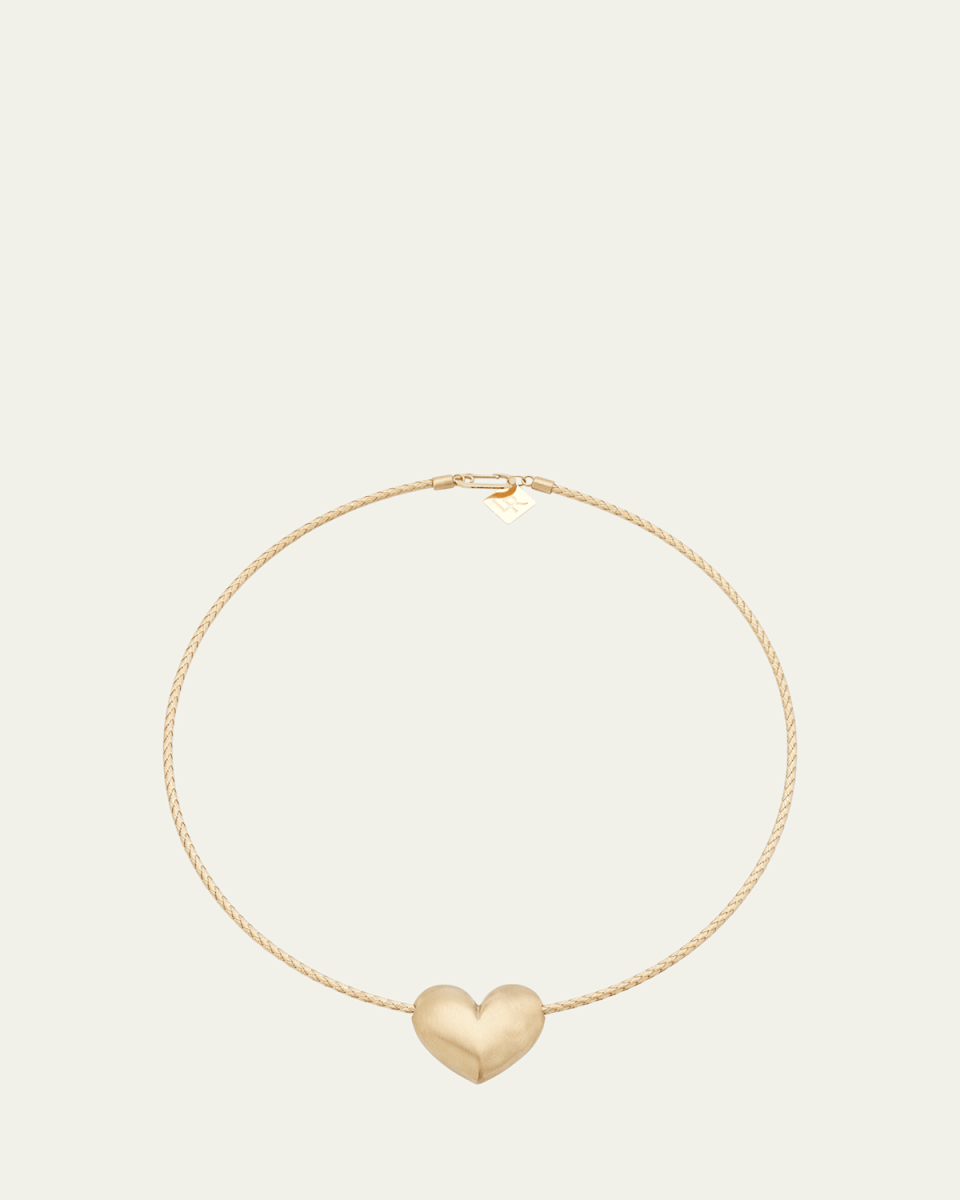 14K Gold Heart Necklace on Gold Cord
