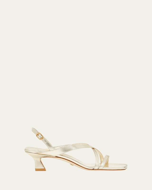 Oasis Metallic Kitten-Heel Slingback Sandals