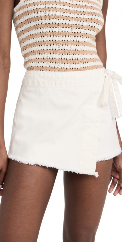 Free People Emmy Denim Skort White