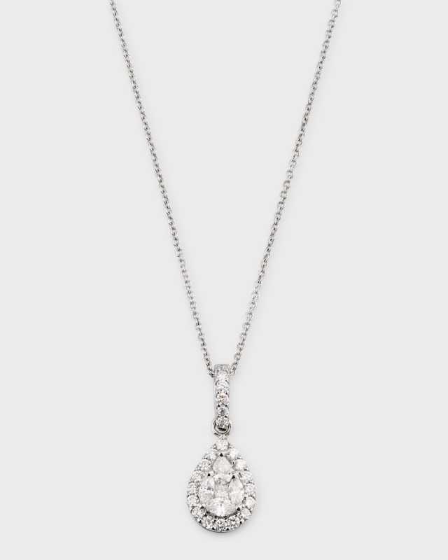 18K White Gold Pear Shape Pendent Necklace with Diamonds