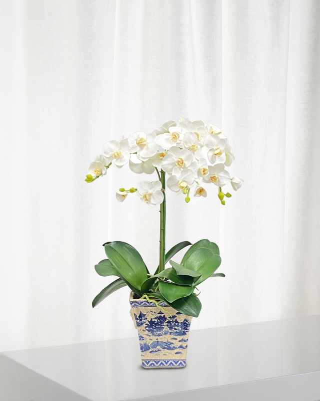 Faux Phalaenopsis Orchids in Pot