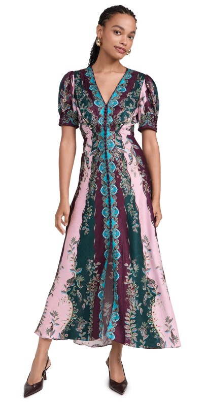 SALONI Lea Long Dress Boteh Stripe Plmt