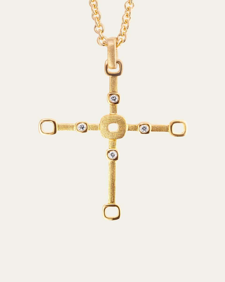 18K Gold Box Cross Pendant with Diamonds
