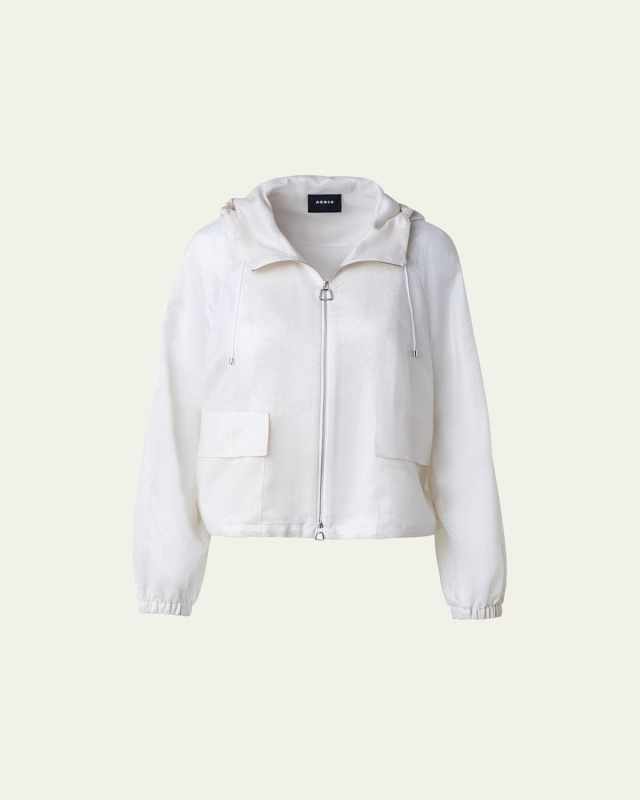 Grazielle Metallic Stripe Hooded Drawstring Jacket