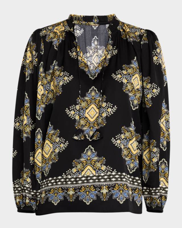 The Tani Floral-Print Silk Blouse