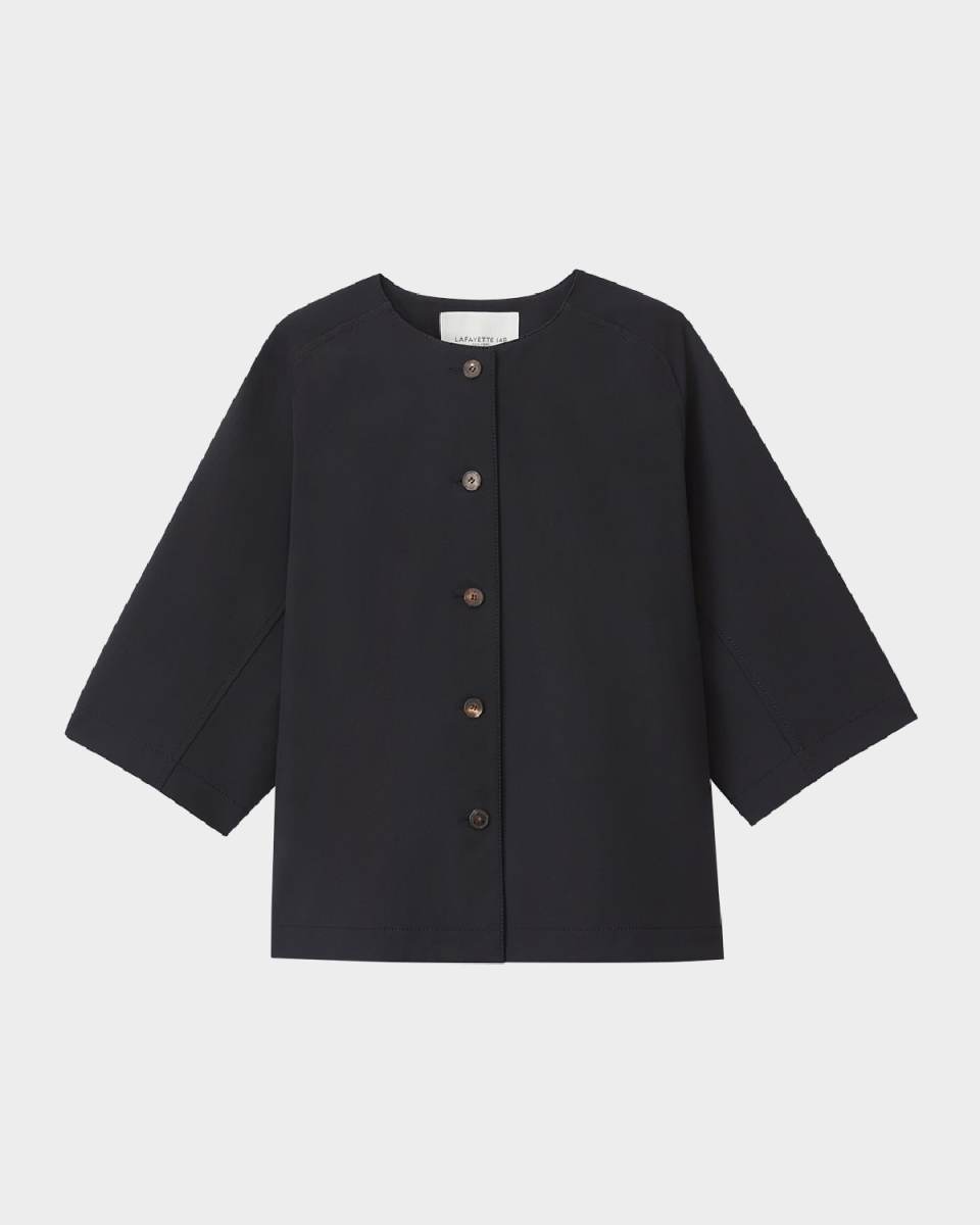 Elbow-Sleeve Stretch Twill Shirt Jacket