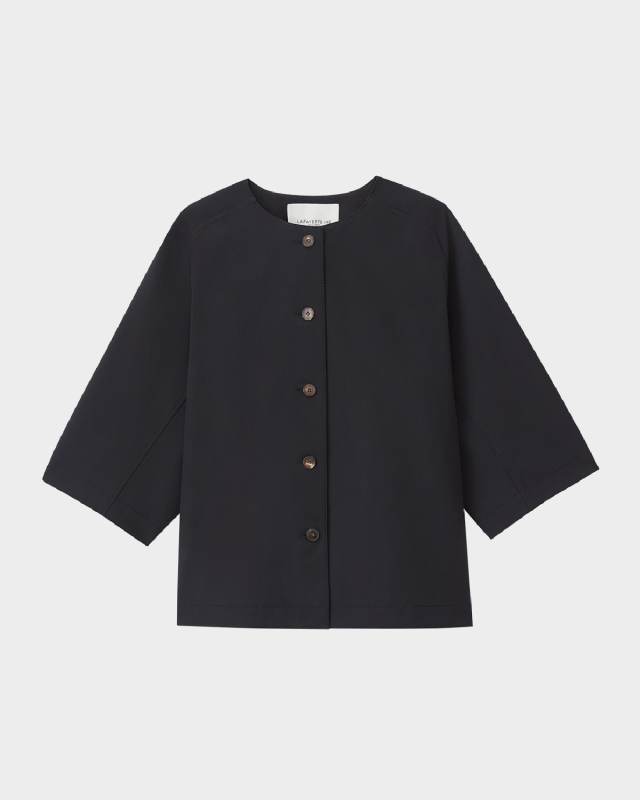 Elbow-Sleeve Stretch Twill Shirt Jacket