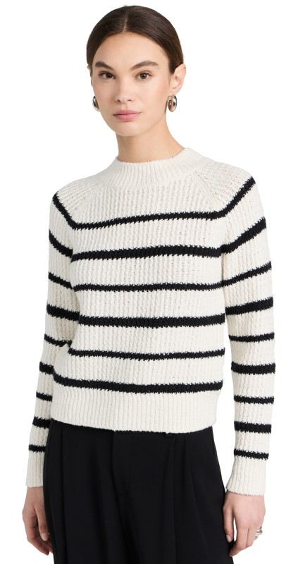 Vince Ribbed Stripe Pullover Pampas/Black