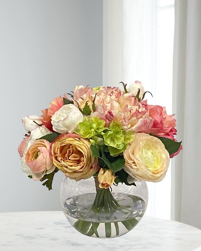 Peony Rose in Bowl Vase