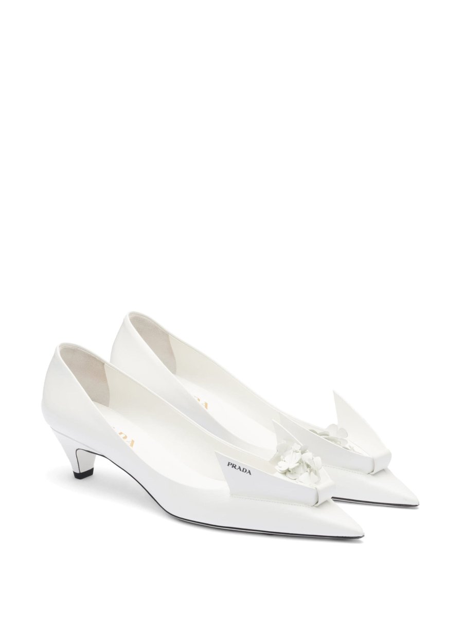 PRADA 45mm floral-appliqué leather pumps