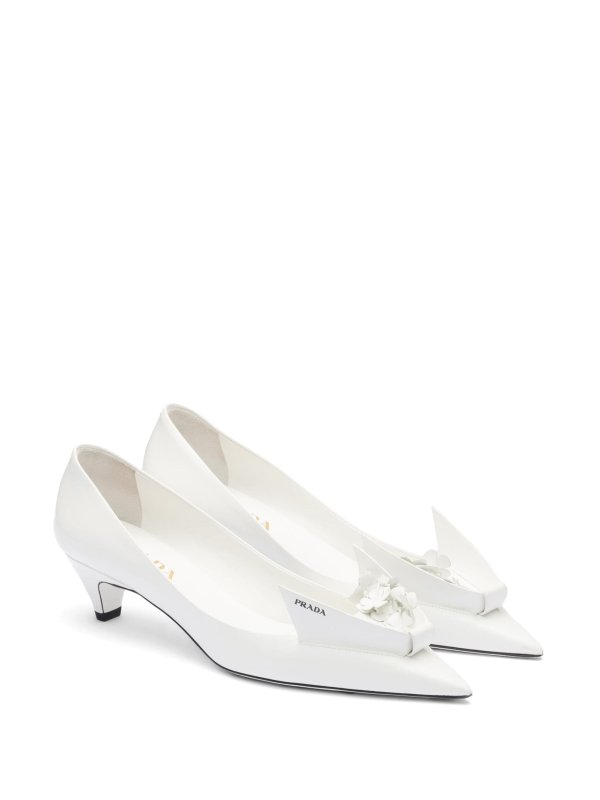 PRADA 45mm floral-appliqué leather pumps