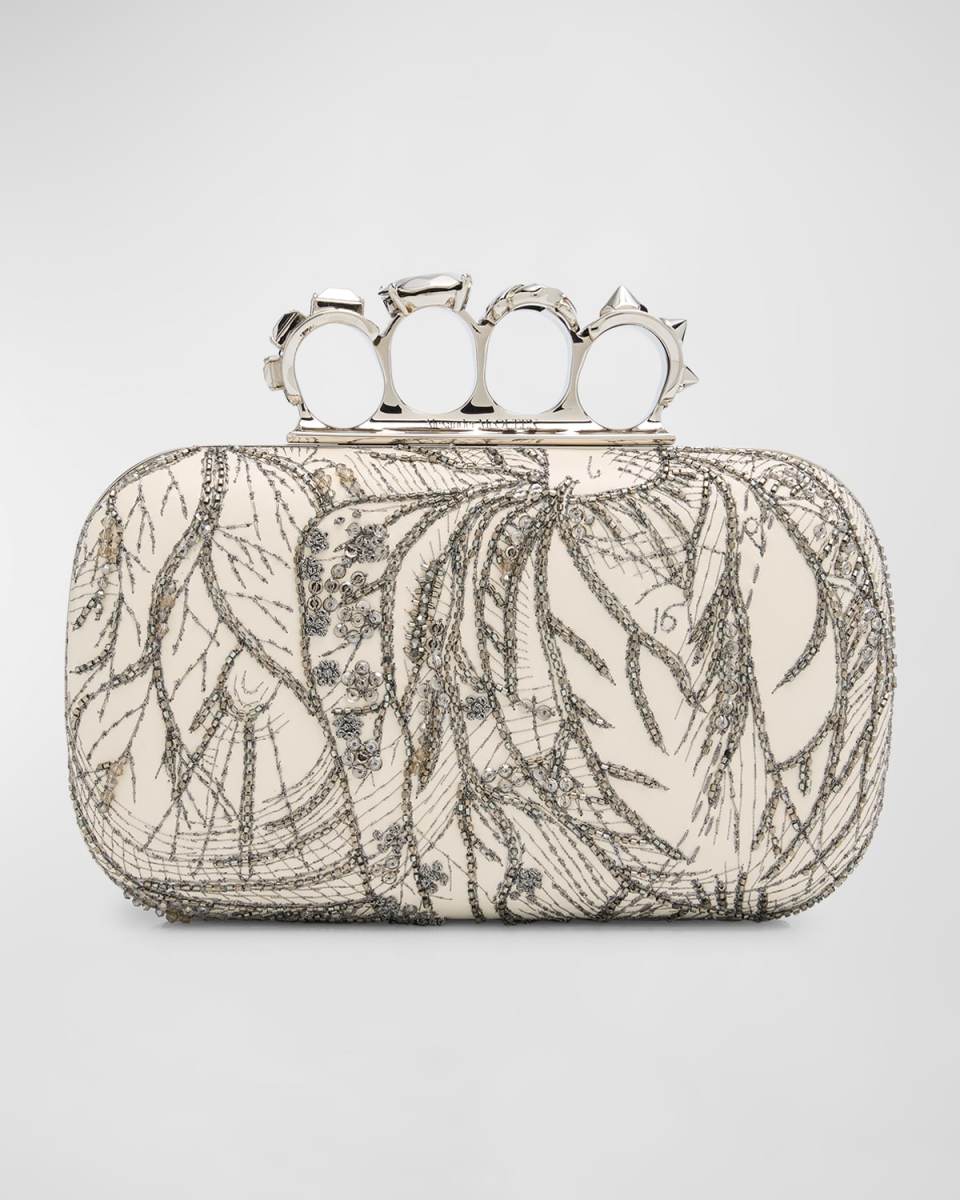 Knuckle Four-Ring Embellished Clutch Bag