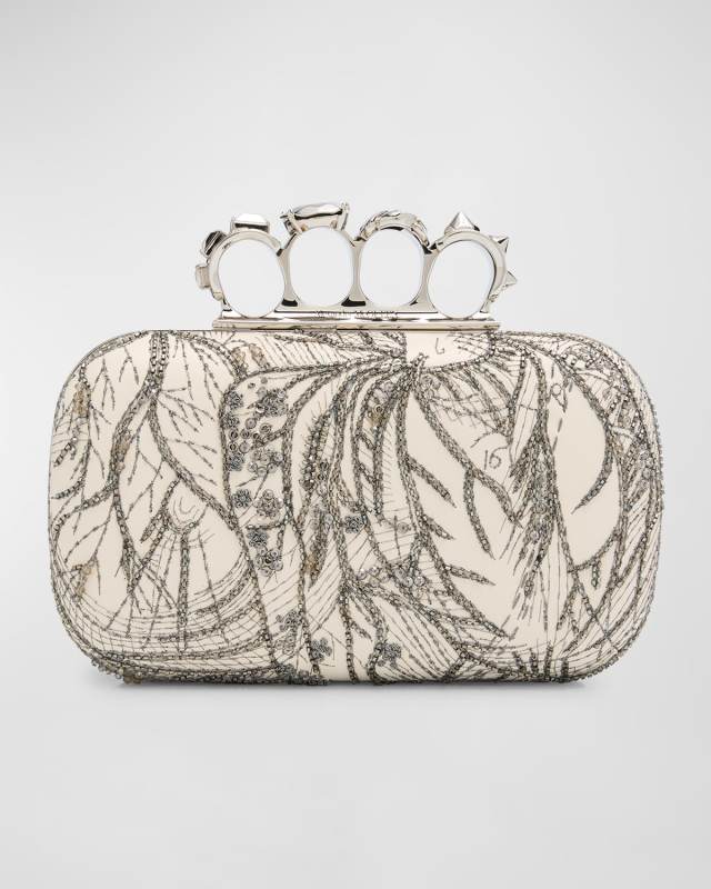 Knuckle Four-Ring Embellished Clutch Bag