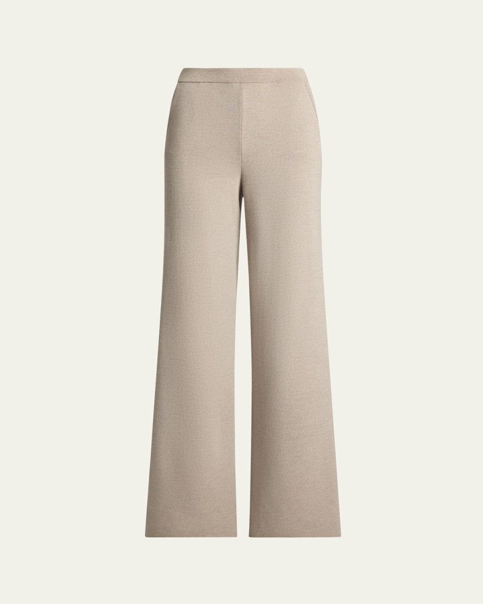 Merino Knit Wide-Leg Sleek Athletic Pants