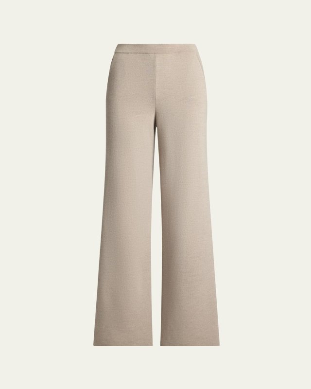 Merino Knit Wide-Leg Sleek Athletic Pants