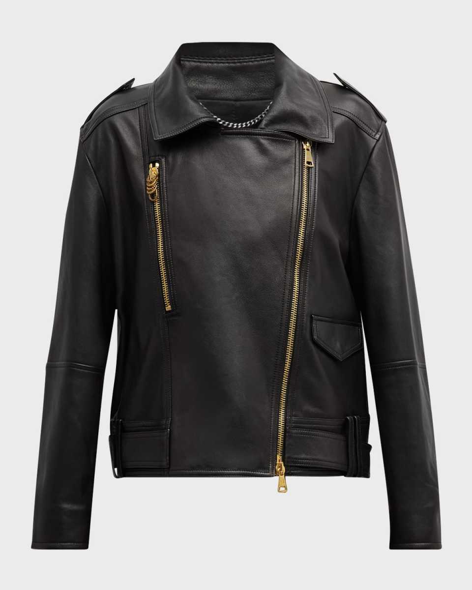 Sleek Statement Leather Moto Jacket