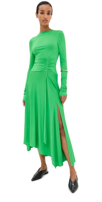 Acne Studios Fitted Fluid Long Sleeve Dress Bright Green