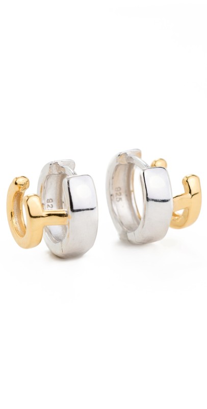 SHASHI Double Katerina Two Tone Earrings Silver/Gold