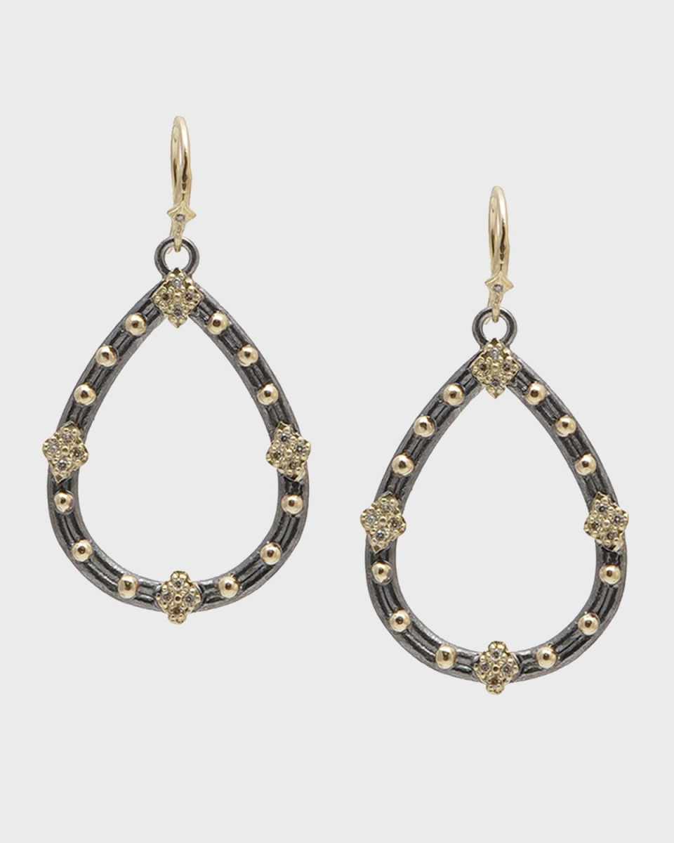 Old World Champagne Diamond Open Pear Earrings, 30mm