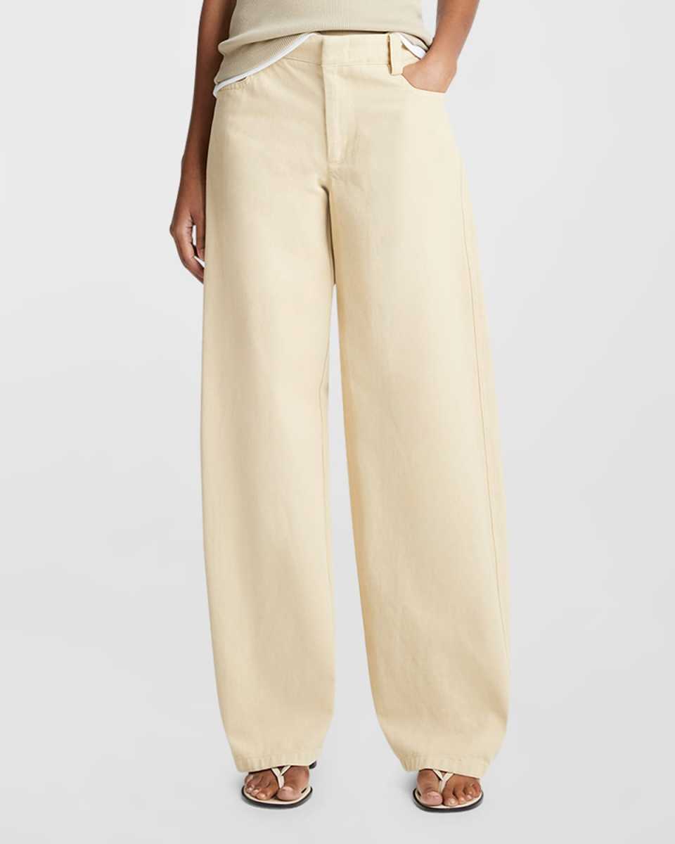 Washed Twill Wide-Leg Pants