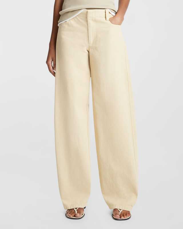 Washed Twill Wide-Leg Pants