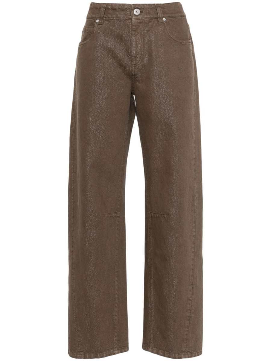 glitter-detailing straight jeans