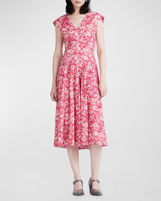 Ella Vermillion Sleeveless Godet Dress