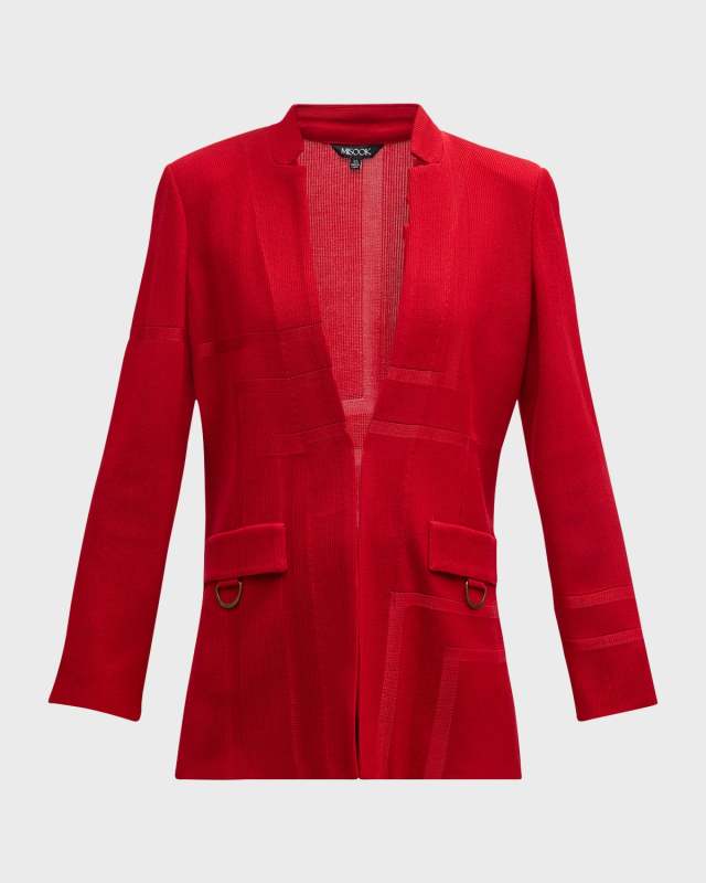Mandarin-Collar Tailored Knit Jacket