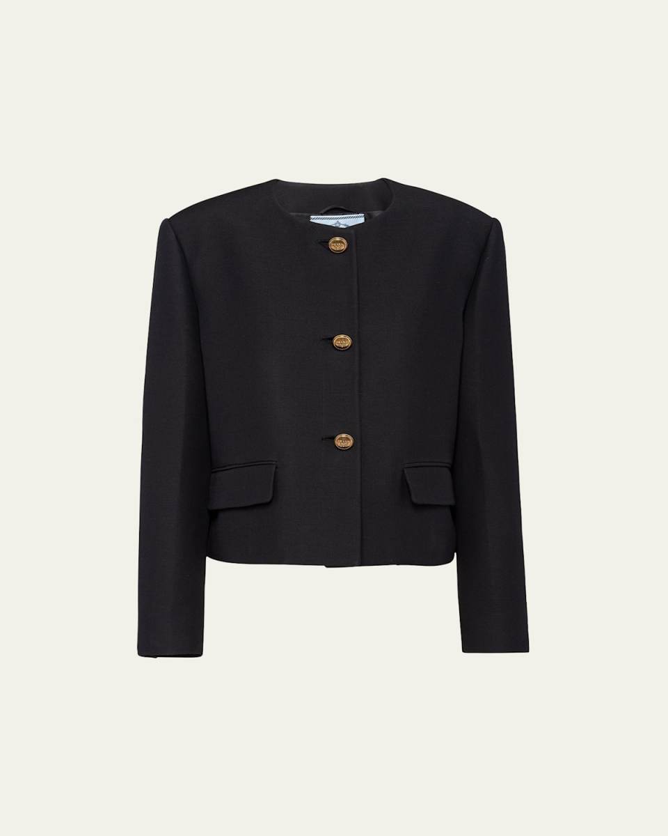 Round-Neck Wool-Silk Jacket