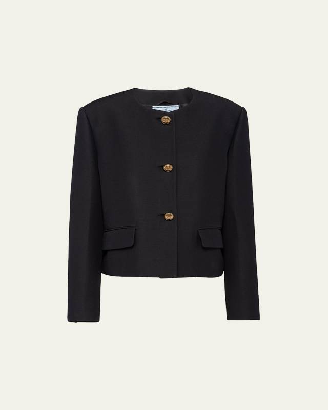 Round-Neck Wool-Silk Jacket