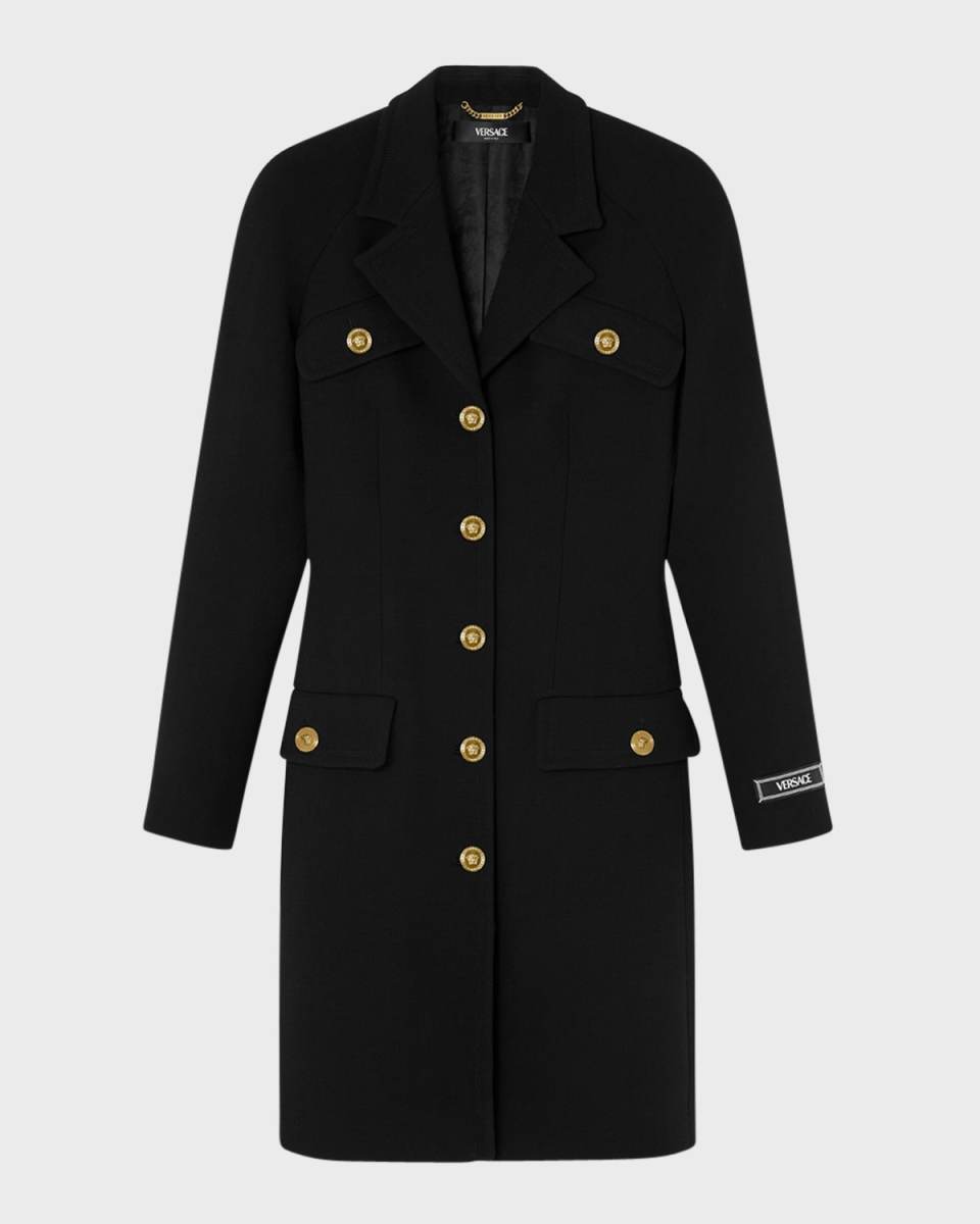 Double Wool Crepe Stretch Single-Breasted Coat