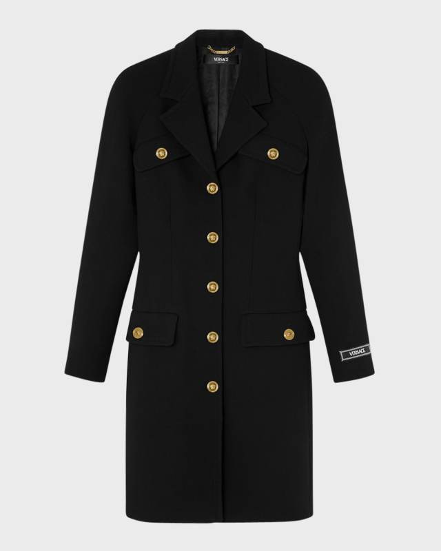 Double Wool Crepe Stretch Single-Breasted Coat