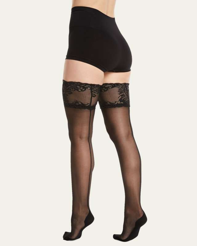 Feathers Escape Back-Seam Thigh Highs Stockings
