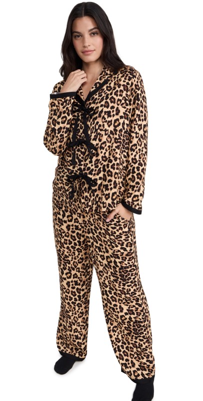 Sleeper The Bow Pajama Set Beige/Black