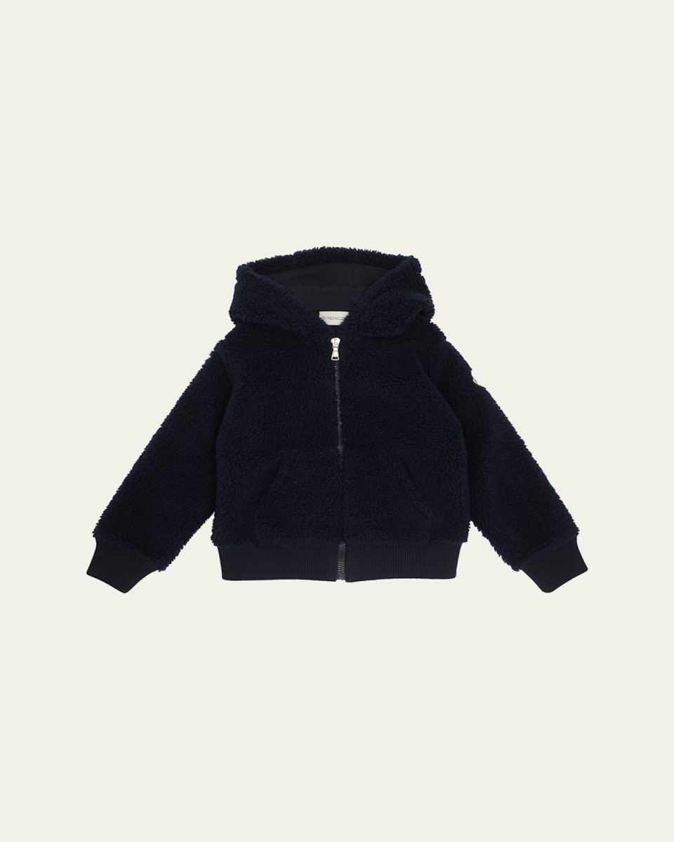 Boy's Fleece Logo Bell Zip Up Cardigan, Size 4-6