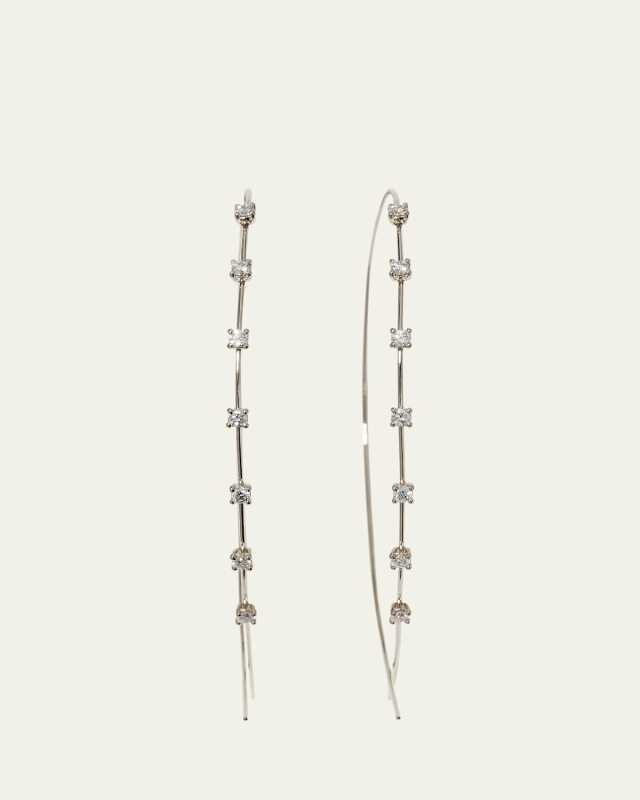 Large Solo Upside Down Diamond Hoop Earrings