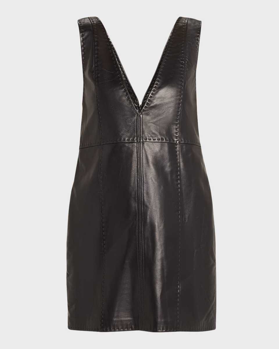 Marta Leather Mini Pinafore Dress