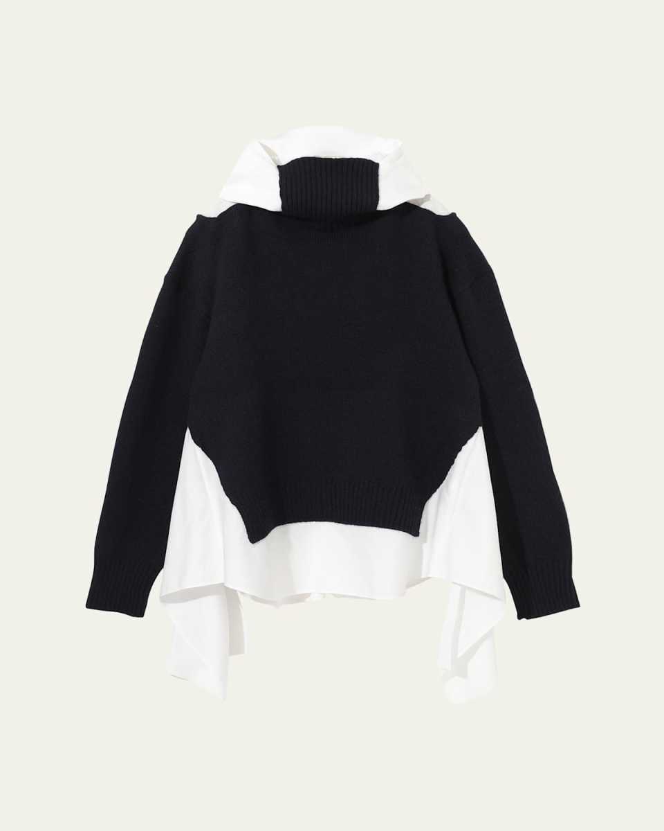 Muti-Layered Mixed Media Cotton Sweater