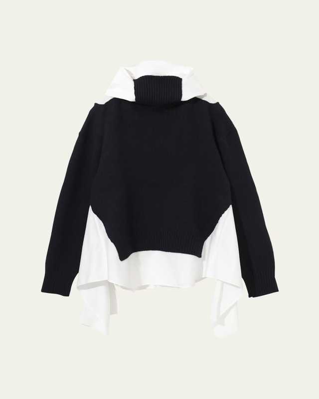 Muti-Layered Mixed Media Cotton Sweater
