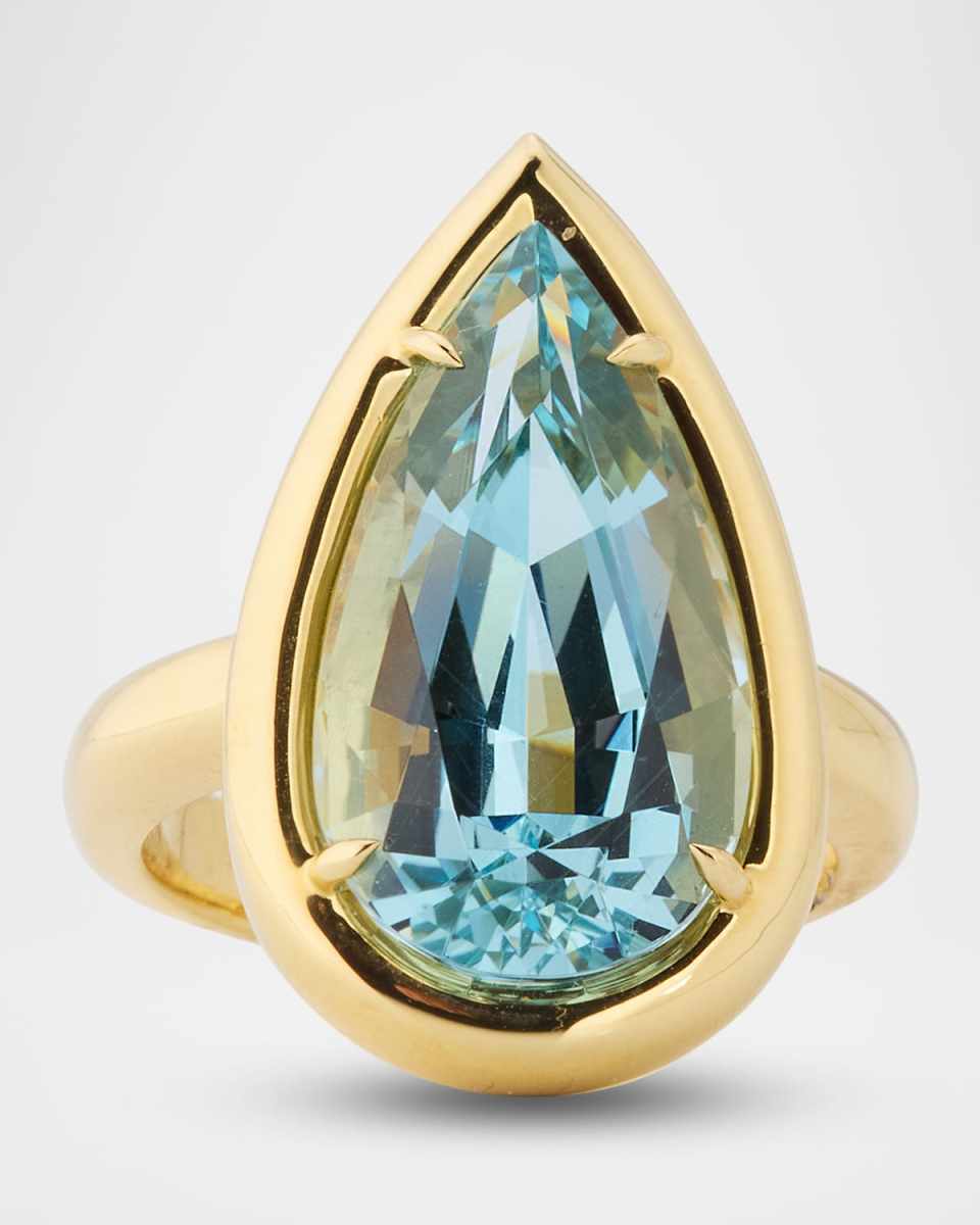 18K Yellow Gold Aquamarine Ring, Size