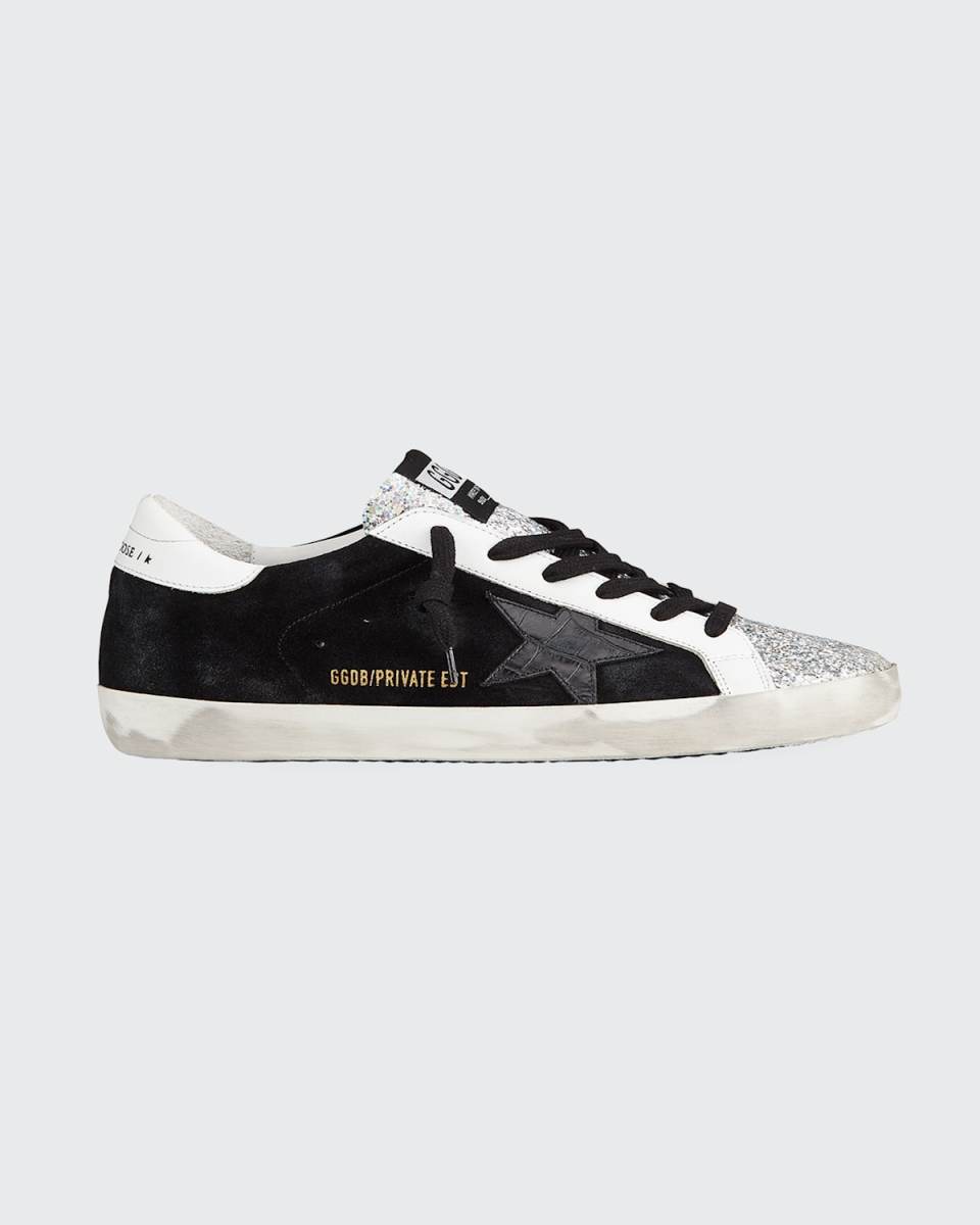 Superstar Mixed Leather Glitter Sneakers