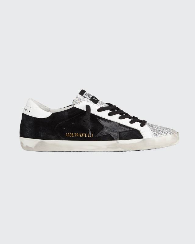 Superstar Mixed Leather Glitter Sneakers