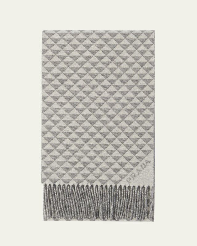 Triangle-Print Cashmere & Wool Scarf