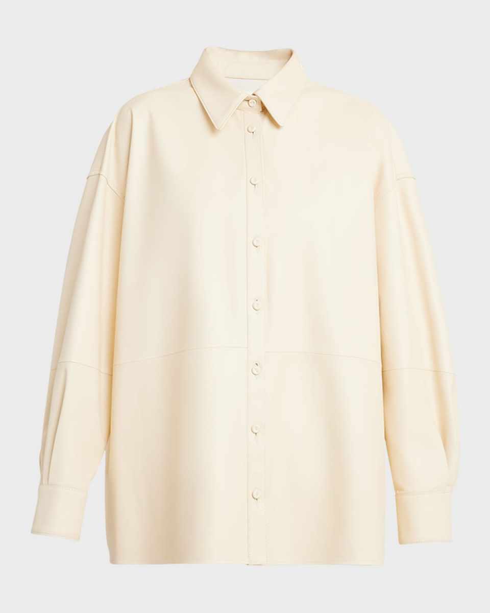 Leo Nappa Leather Button-Front Shirt