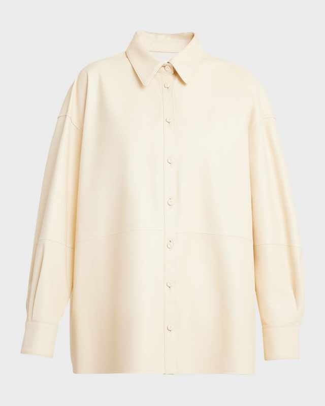 Leo Nappa Leather Button-Front Shirt