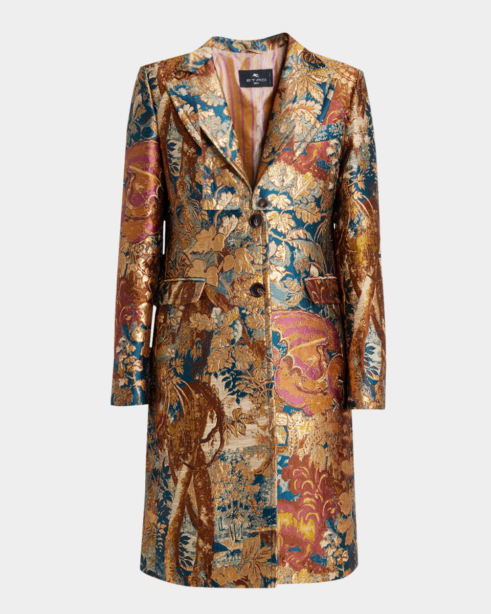 Brocade Single-Breasted Coat