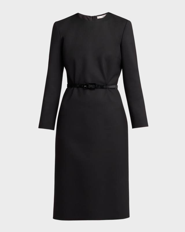 Angeline Belted Wool Dress