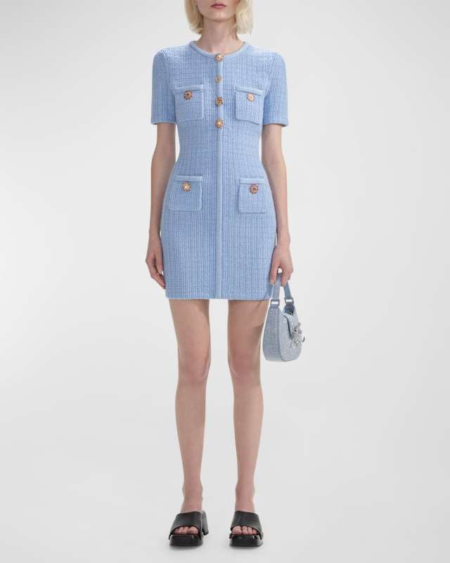 Short-Sleeve Knit Mini Dress