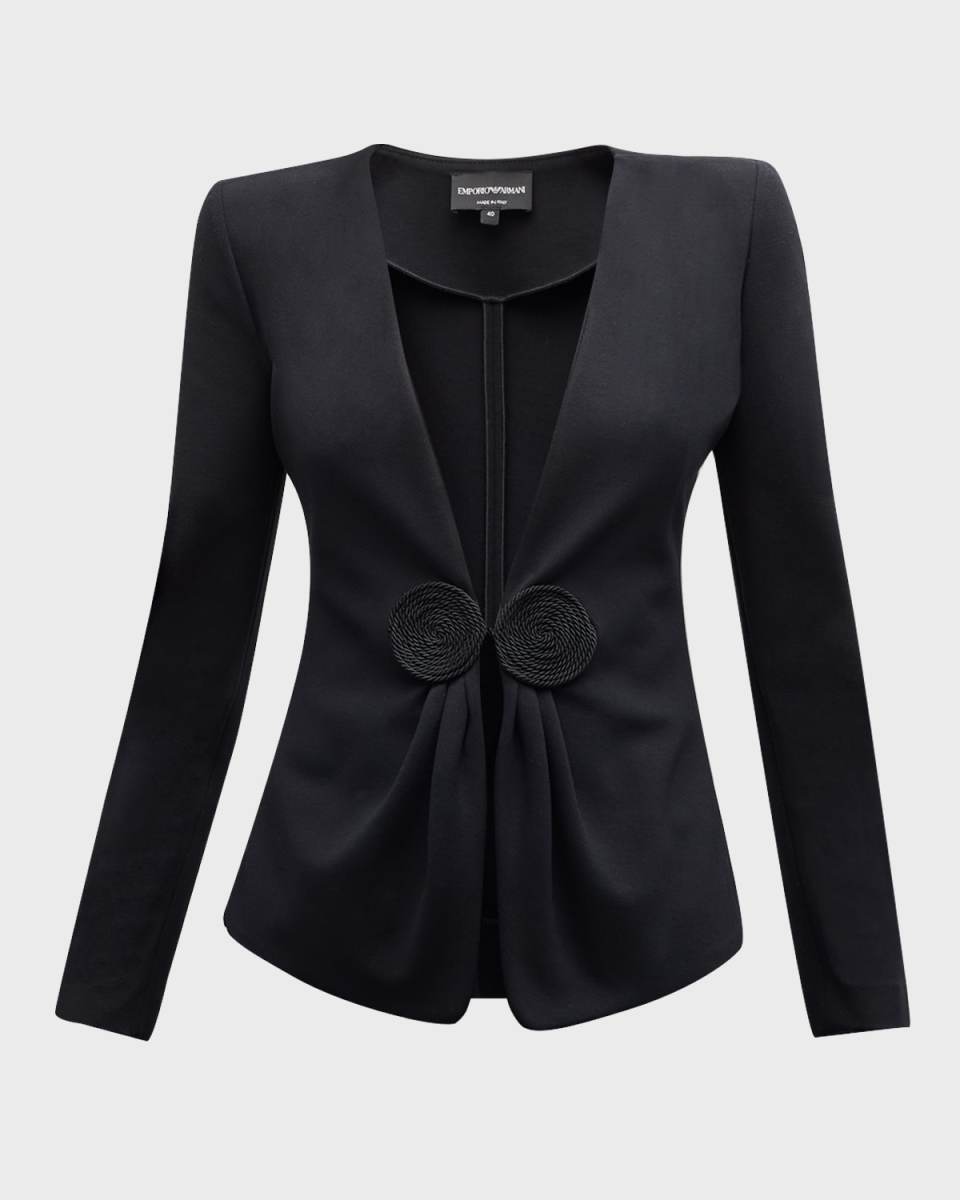 Gathered Rope-Embellished Milano Jersey Jacket