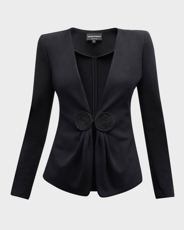 Gathered Rope-Embellished Milano Jersey Jacket